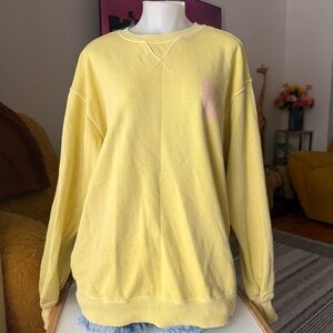 Billabong Pale Yellow Crewneck Sweatshirt with Pink Logo